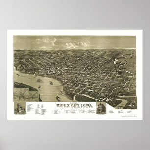 Poster Sioux City, carte panoramique d'IA - 1888