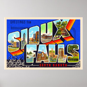 Poster Sioux Falls South Dakota SD Grande lettre Carte po