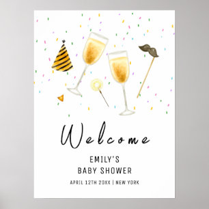 Poster Sip and See Sprinkings Champagne Baby shower Bienv