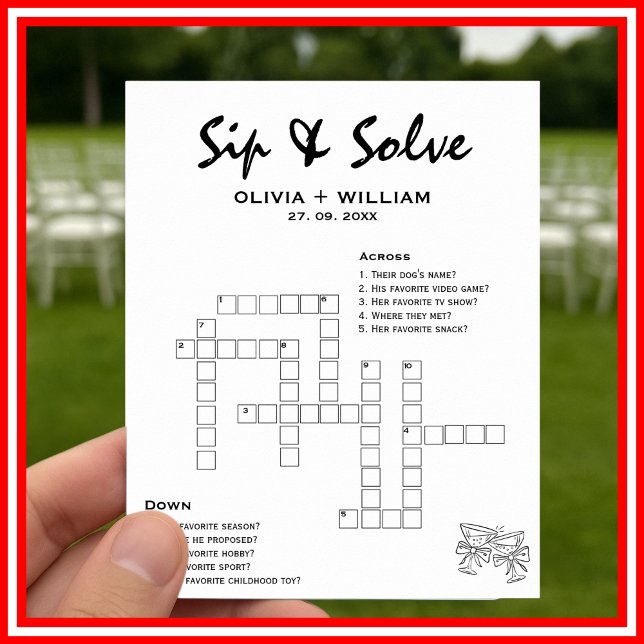 Poster Sip and Solve Custom Wedding Crossword Puzzle (Créateur téléchargé)