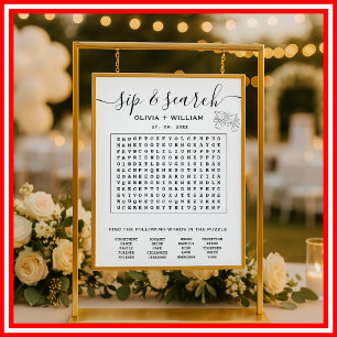 Poster Sip et recherche Mariage Word personnalisé Puzzle 