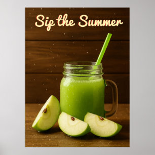 Poster Sip Summer - Green Apple Juice Wall Art Imprimer