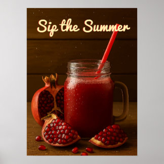 Poster Sip Summer - Pomegranate Juice Art Imprimer
