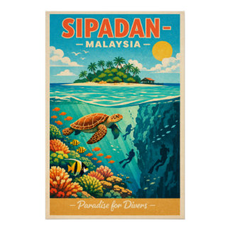 Poster Sipadan Island, Malaysia, in a vibrant