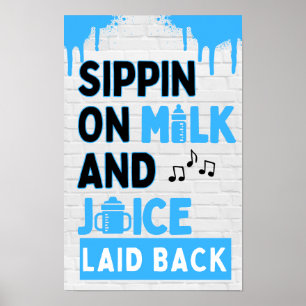 Poster Sippin sur le lait et le jus Hip hop noir et bleu