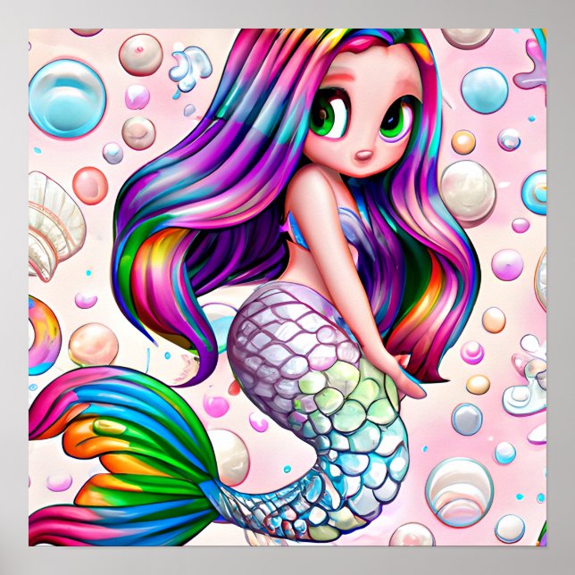 Poster Sirène arc-en-ciel (Devant)