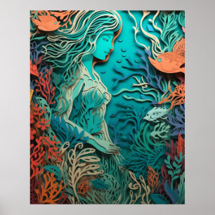 Poster Sirène avec art 3d