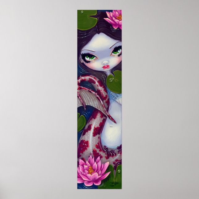 Poster Sirène avec Lotus rose gothique grand oeil Art Imp (Devant)