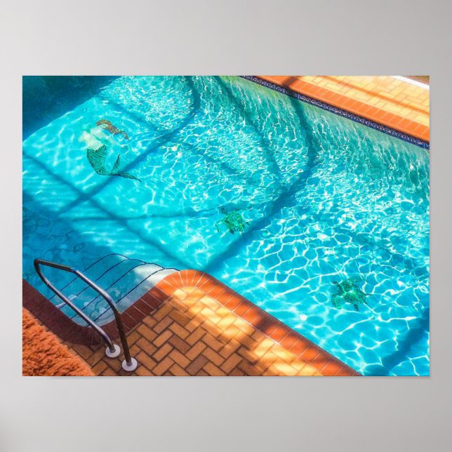 Poster Sirène dans une piscine (Devant)