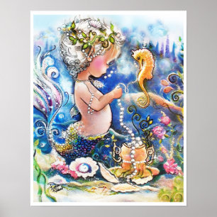 Poster Sirène de bébé et une ficelle de perles