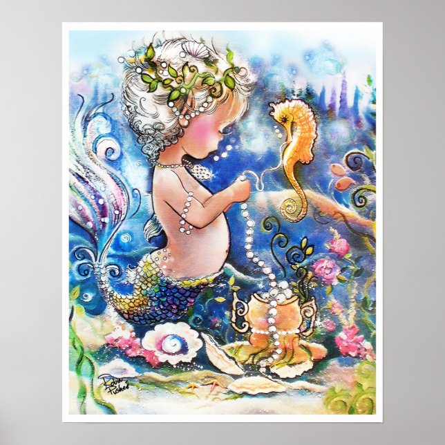Poster Sirène de bébé et une ficelle de perles (Devant)