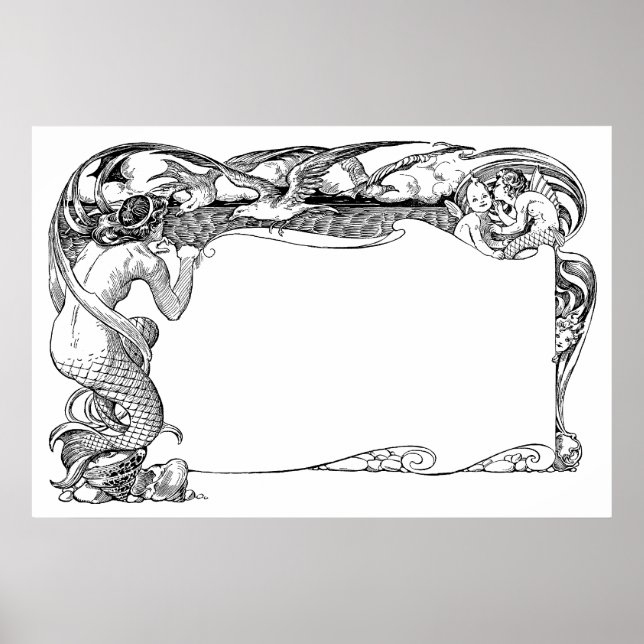 Poster Sirène et mouettes (Devant)