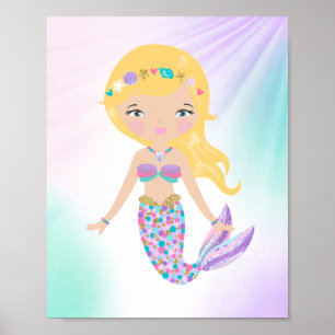 Poster Sirène lunatique Pépinière pour enfants