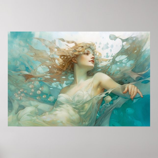 Poster Sirène se relaxant près de la surface (Devant)