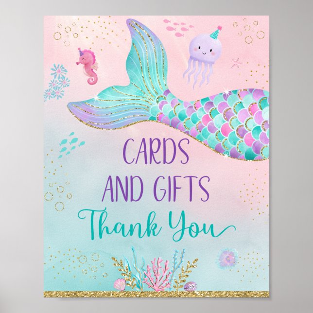 Poster Sirène Sous La Mer Cartes D'Anniversaire & Cadeaux (Devant)