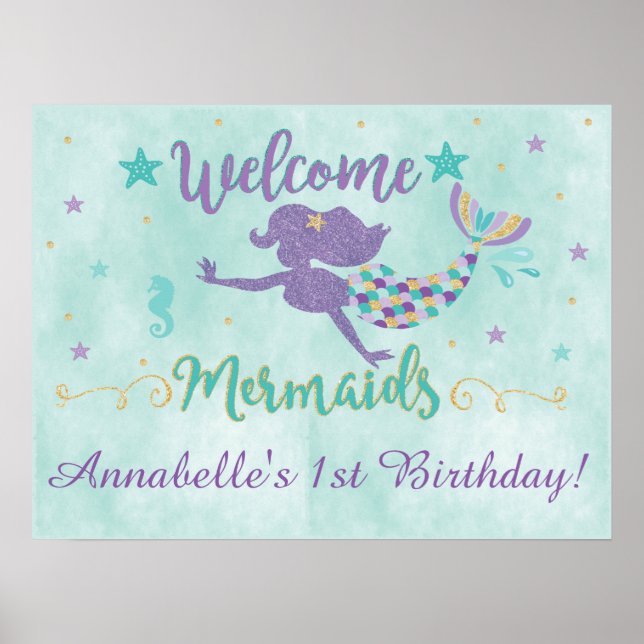 Poster Sirène sous l'affiche de la fête d'anniversaire de (Devant)