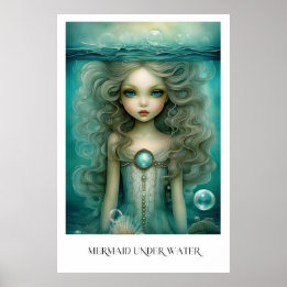 Poster Sirène Sous L'Eau