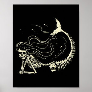 Poster Sirène Squelette Halloween Costume femmes filles