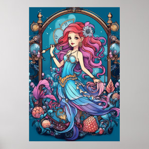 Poster Sirène Steampunk pour filles ou garçons sur un mur