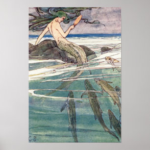 Poster Sirène sur le rocher des Marooners par Alice B. Wo