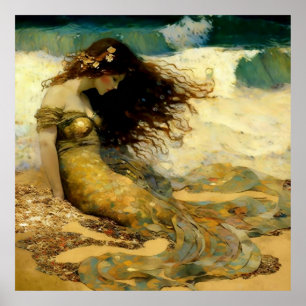 Poster Sirène sur les sables dorés