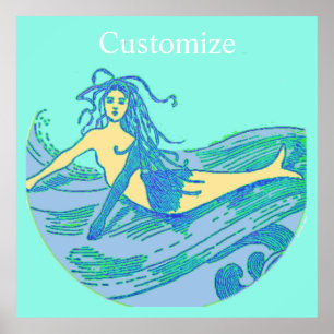 Poster Sirène vintage en voie d'évitement Thunder_Cove