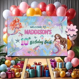 Poster Sirènes Paillettes Rose Violet pour un 10ème Anniv