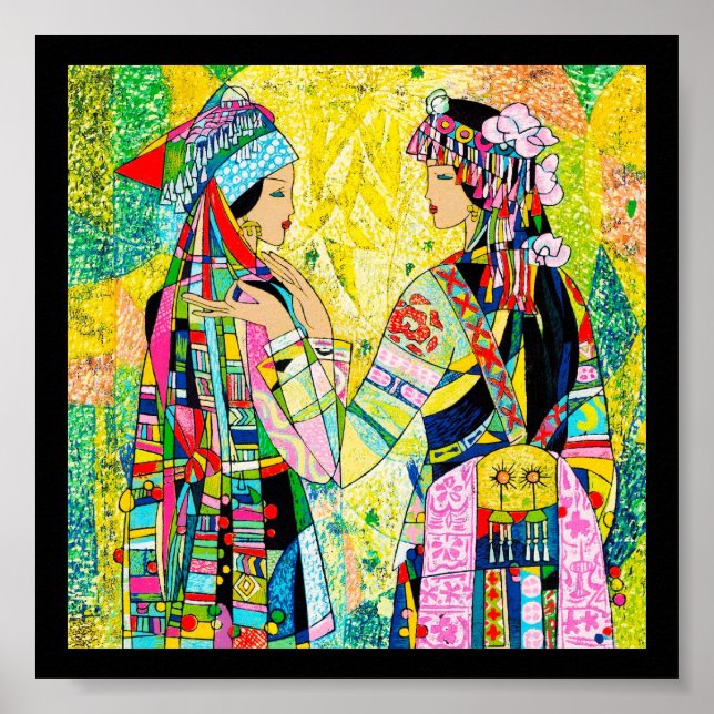 Poster Sisters Hao Ping orientale abstraites filles (Devant)