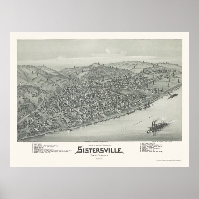 Poster Sistersville, WV Carte panoramique - 1896 (Devant)