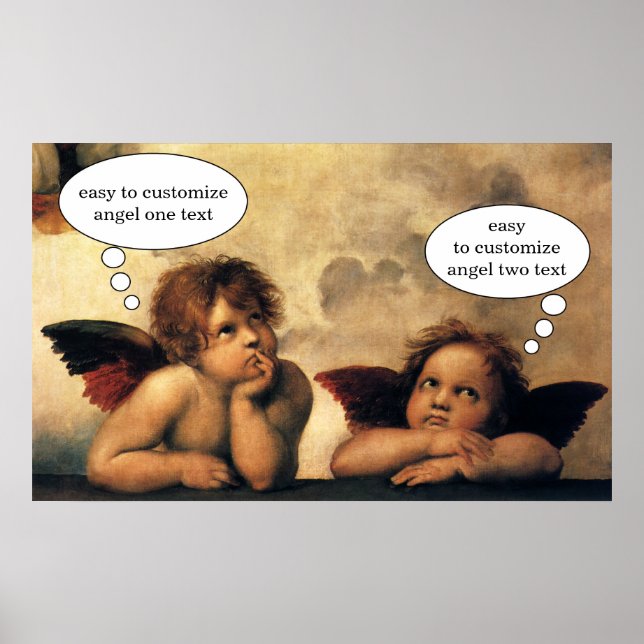Poster Sistine Madonna Angels par Raphael Sanzio (Devant)
