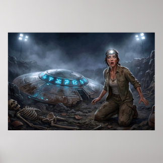 Poster Site de Fouille d'Archéologue Alien UFO Paranormal