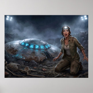 Poster Site de Fouille d'Archéologue Alien UFO Paranormal