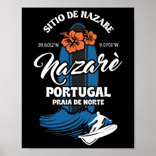Poster Site de Nazaré Portugal Plage Surf Souvenir Su