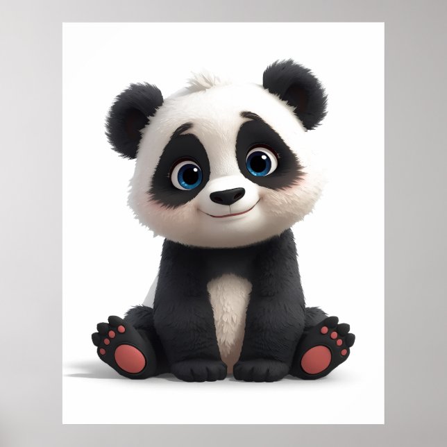 Poster Sitting Panda Bear Cartoon Illustration Art (Devant)