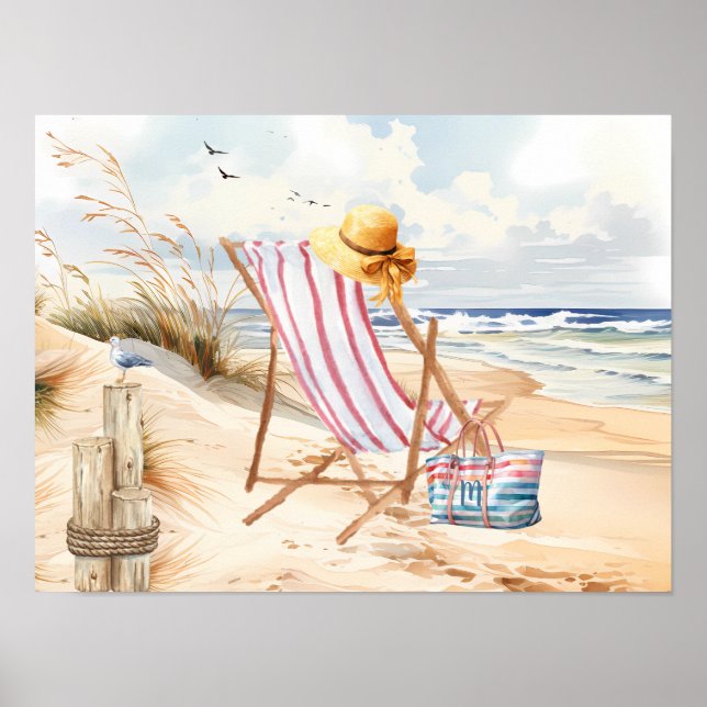 Poster Situé au bord du monogramme Sea Beach (Devant)