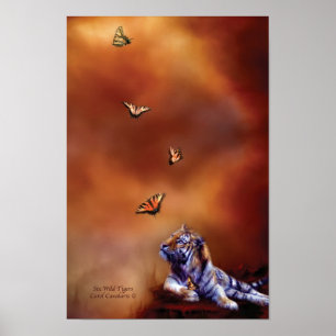 Poster Six affiches/copies sauvages d'art de tigres