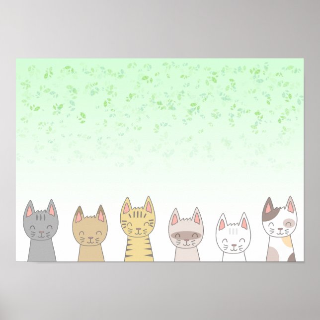 Poster Six chats adorables. (Devant)