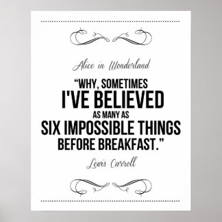 Poster "Six choses impossibles" Alice au pays des merveil