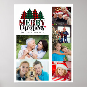 Poster Six Photo Nom personnalisé Plaid Christmas Wall Po