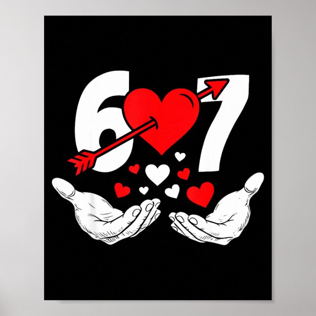 Poster Six Seven 67 6 7 Enfants 67 Mème Mains Drôle Valen (Devant)