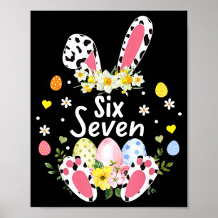 Poster Six Seven 67 Mème 6 7 Lapin Léopard Enfants Drôle 