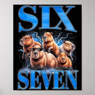 Poster Six Seven 67 Mème Drôle Capybara Contrefaçon Graph