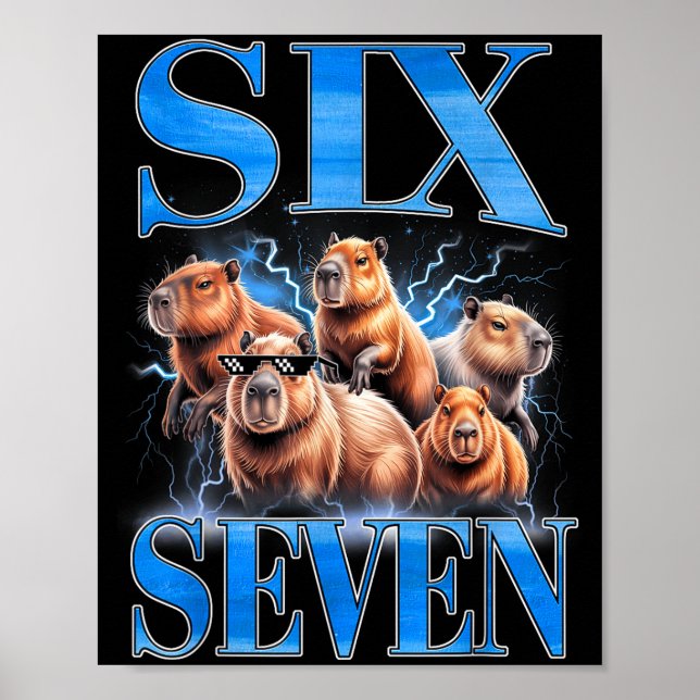 Poster Six Seven 67 Meme Funny Capybara Bootleg Graphic  (Devant)