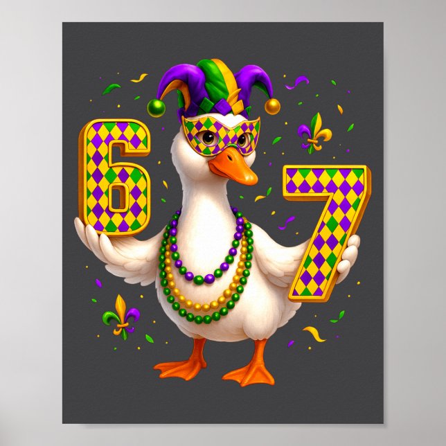 Poster Six Seven 67 Meme Goose With Jester Hat &amp; Bead (Devant)