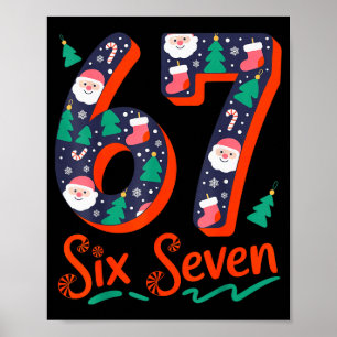 Poster Six Seven 6 7 Mème Humour Père Noël Elfe 67 Noël P