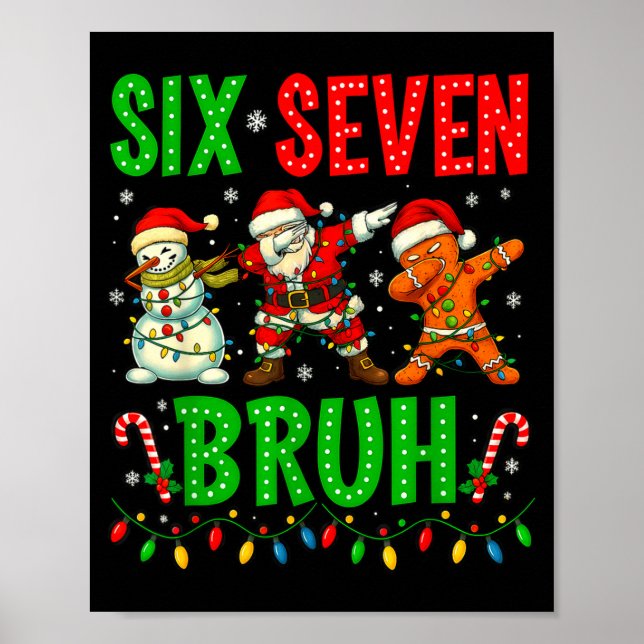 Poster Six Seven 6 7 Mème Santa en dabbing Pain d'épice C (Devant)