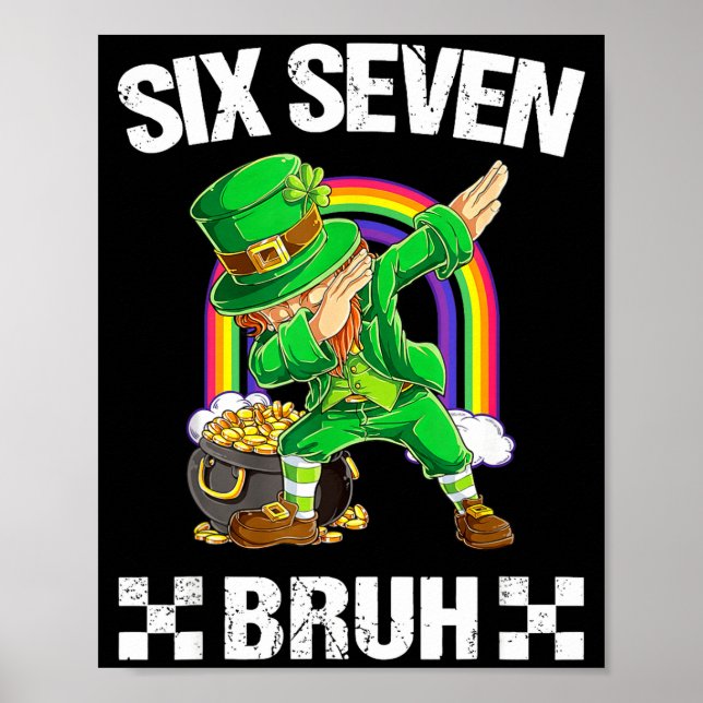 Poster Six Seven Bruh Dabbing Leprechaun Saint-Patrick  (Devant)