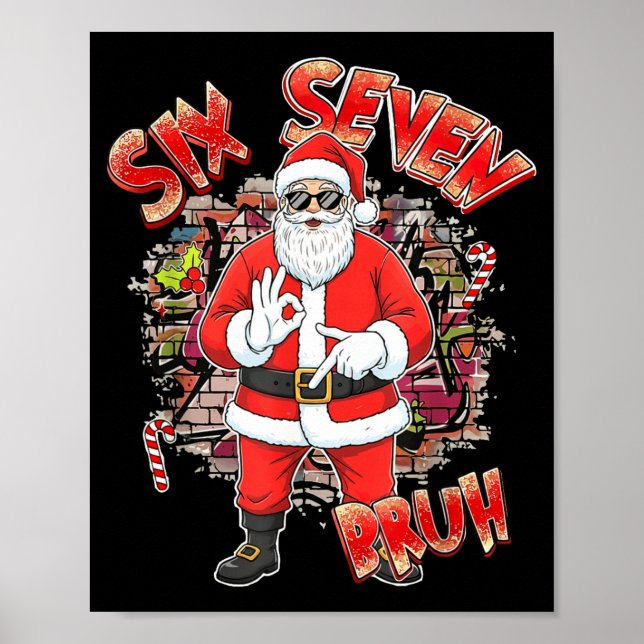 Poster Six Seven Bruh Santa Funny 67 Six Seven Meme Chris (Devant)