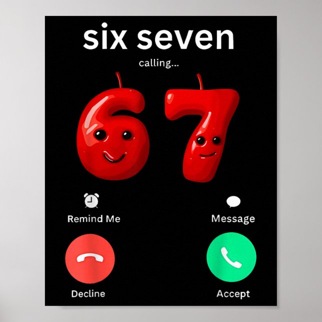 Poster Six Seven Calling Meme Minimalist Trendy Phone Scr (Devant)