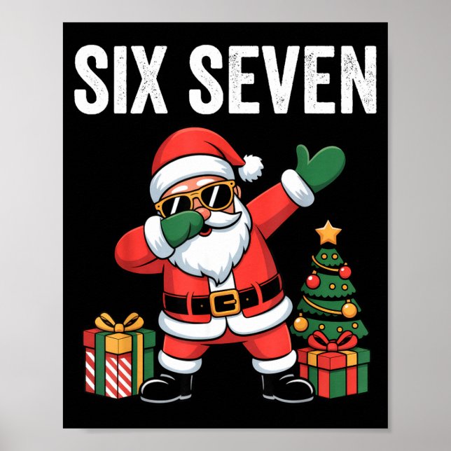 Poster Six Seven Funny Santa Christmas 67 Meme  (Devant)